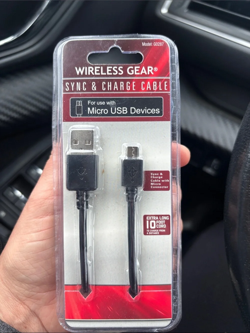 Black Micro USB Sync & Charge Cable - 10ft